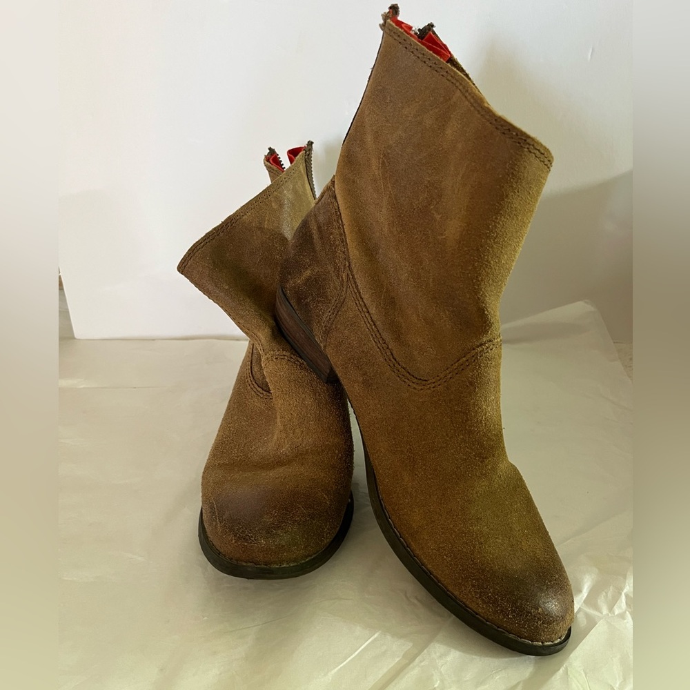DOLCE VITA SUEDE LEATHER  ANKLE BOOT WOMEN SZ 7‎ BROWN ZIP IN BACK WESTERN STYLE